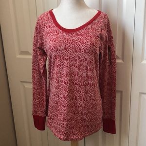 Athleta long sleeve red patterned top